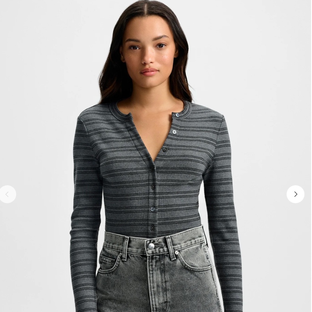 Veronica Beard Dilia Striped Button-Down T-Shirt Size: S